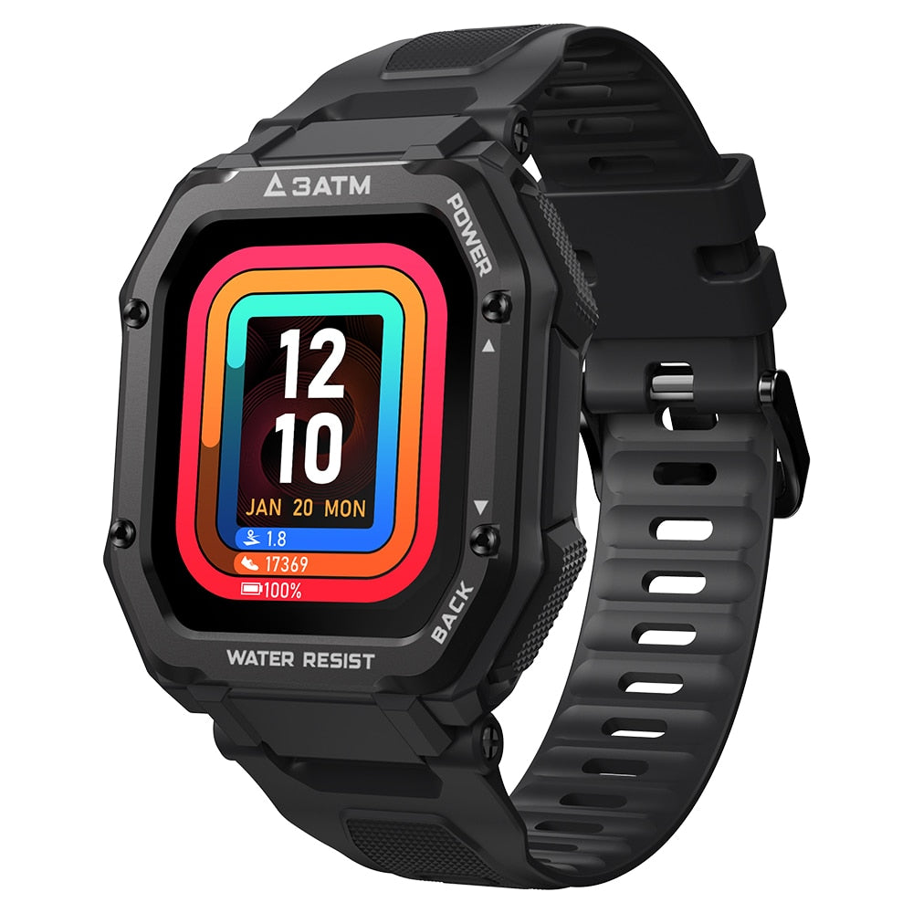 Rugged Smart Watch Men Outdoor Waterproof Fitness Blood Pressure Tracker