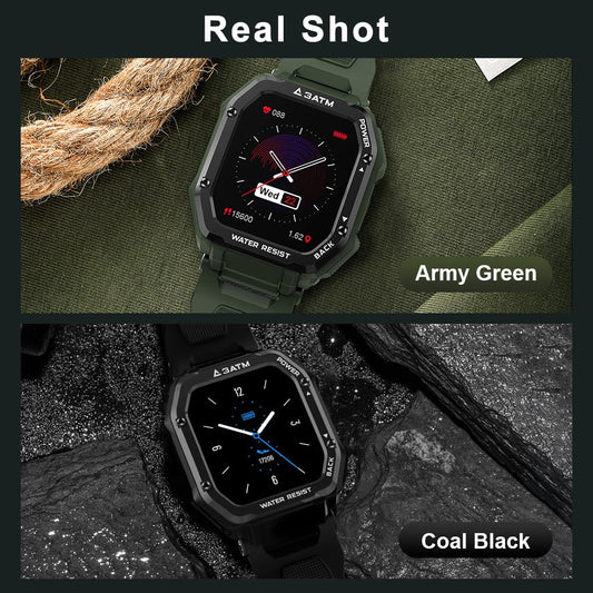 Rugged Smart Watch Men Outdoor Waterproof Fitness Blood Pressure Tracker