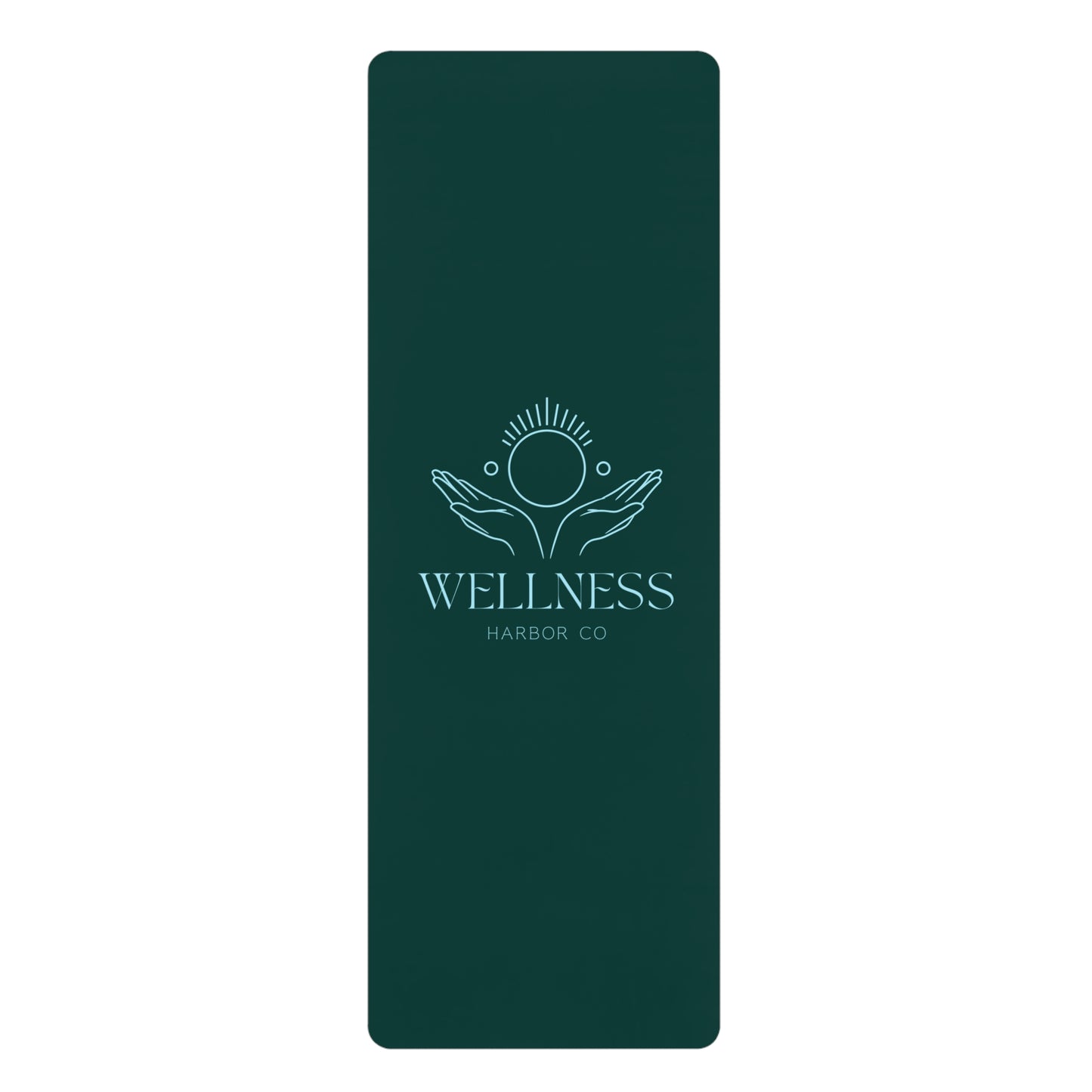 Wellness Harbor Co. Rubber Yoga Mat — Non‑Slip Eco Fitness Mat with Sun & Hands Logo