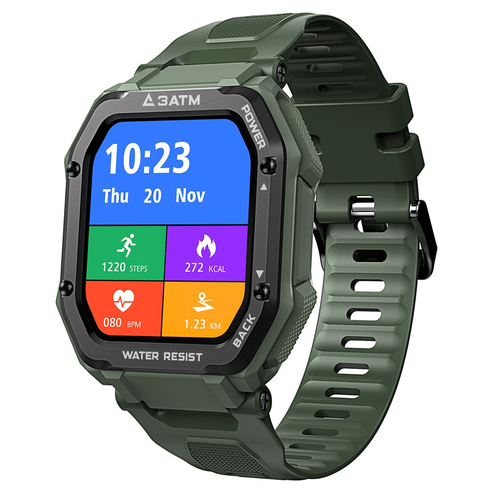 Rugged Smart Watch Men Outdoor Waterproof Fitness Blood Pressure Tracker