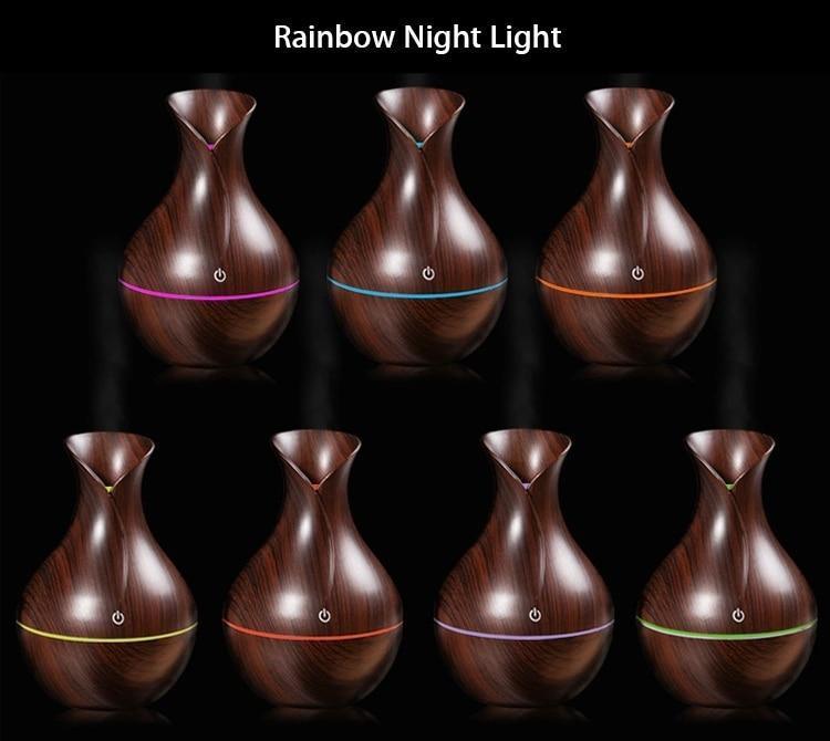 130ml Wood Grain Vase Essential Oil Diffuser Aromatherapy Humidifier
