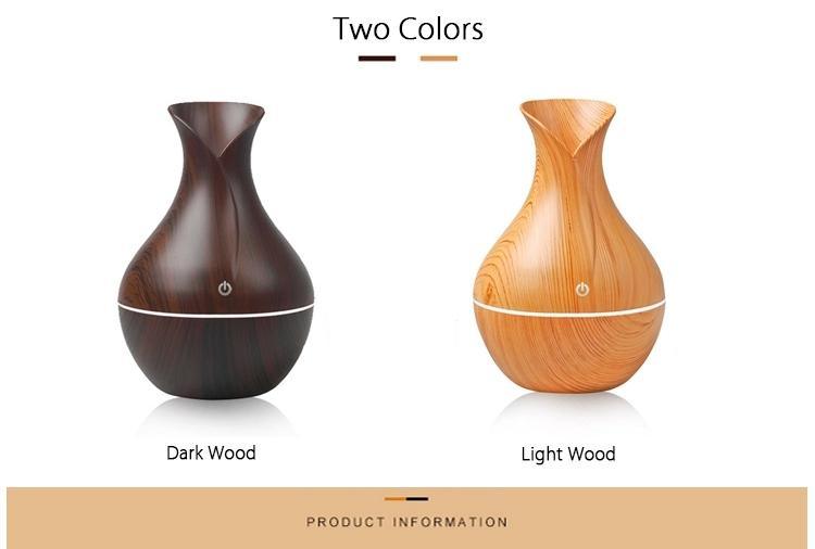 130ml Wood Grain Vase Essential Oil Diffuser Aromatherapy Humidifier