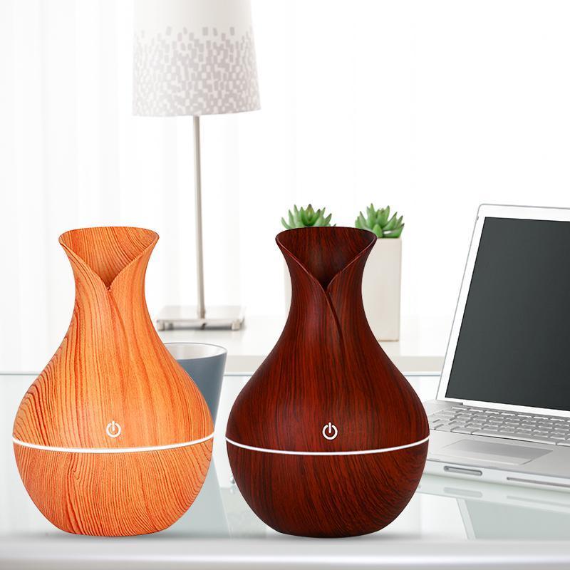 130ml Wood Grain Vase Essential Oil Diffuser Aromatherapy Humidifier