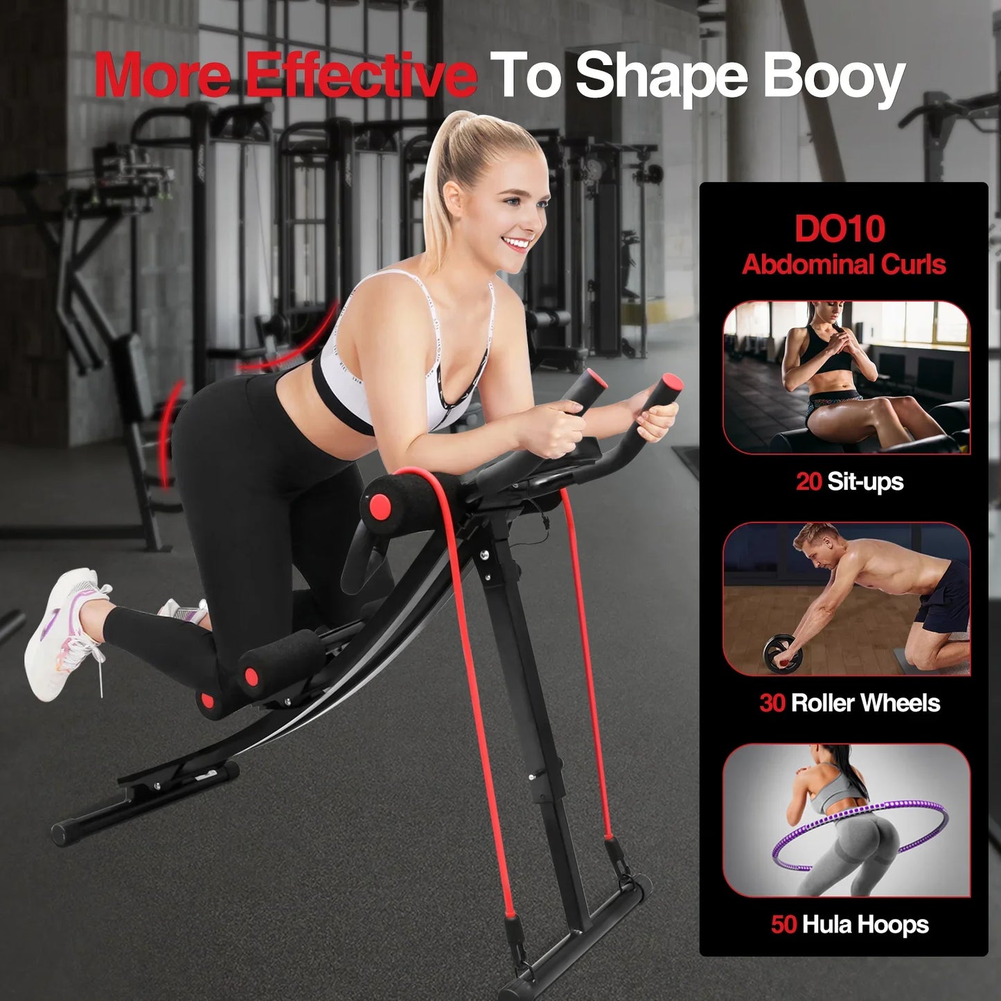 Foldable Ab Machine Core & Abdominal Trainer Home Gym Equipment LCD