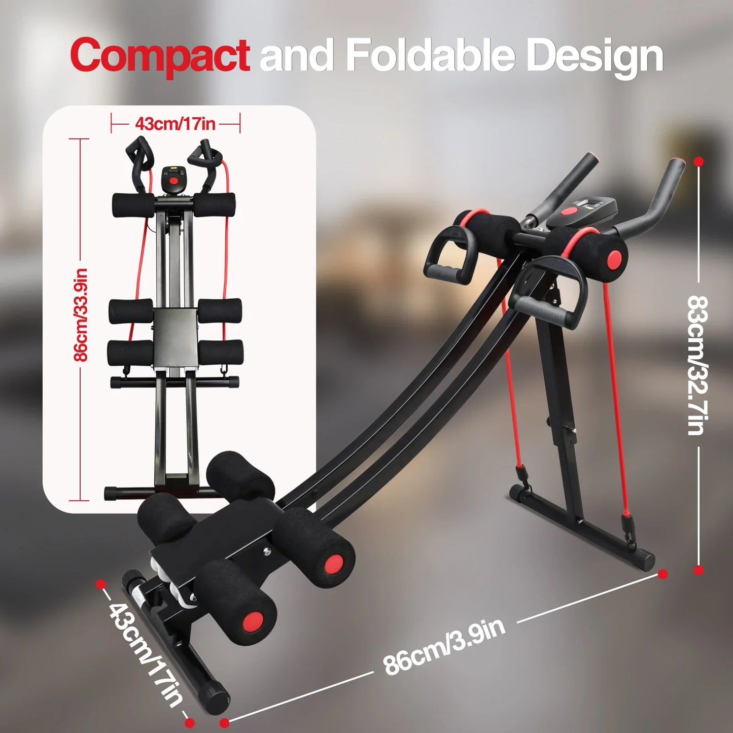 Foldable Ab Machine Core & Abdominal Trainer Home Gym Equipment LCD