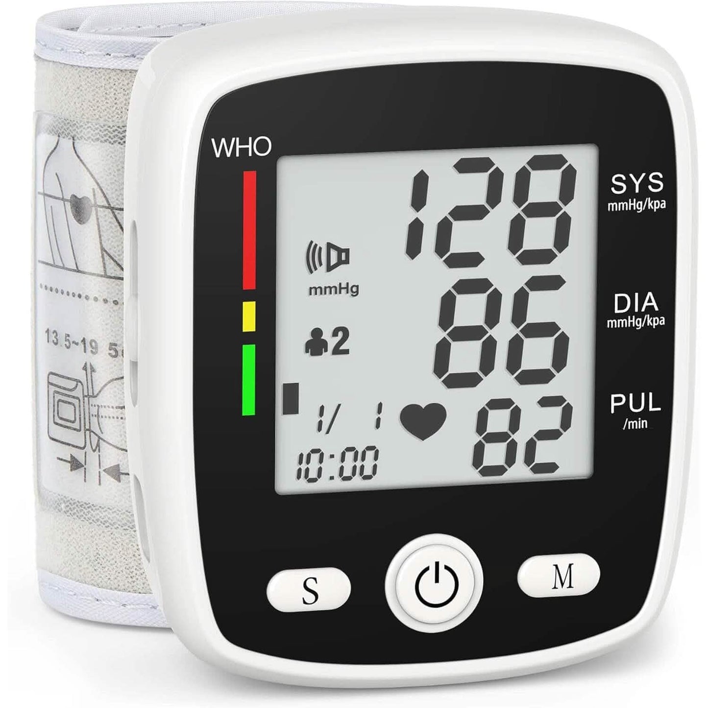 Digital Wrist Blood Pressure Monitor Automatic BP Cuff Voice LCD Display