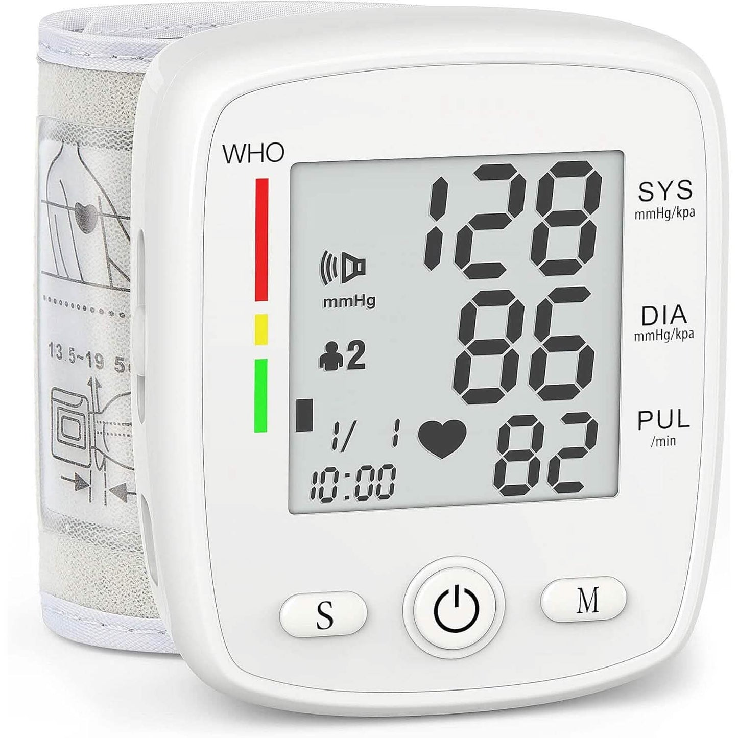 Digital Wrist Blood Pressure Monitor Automatic BP Cuff Voice LCD Display