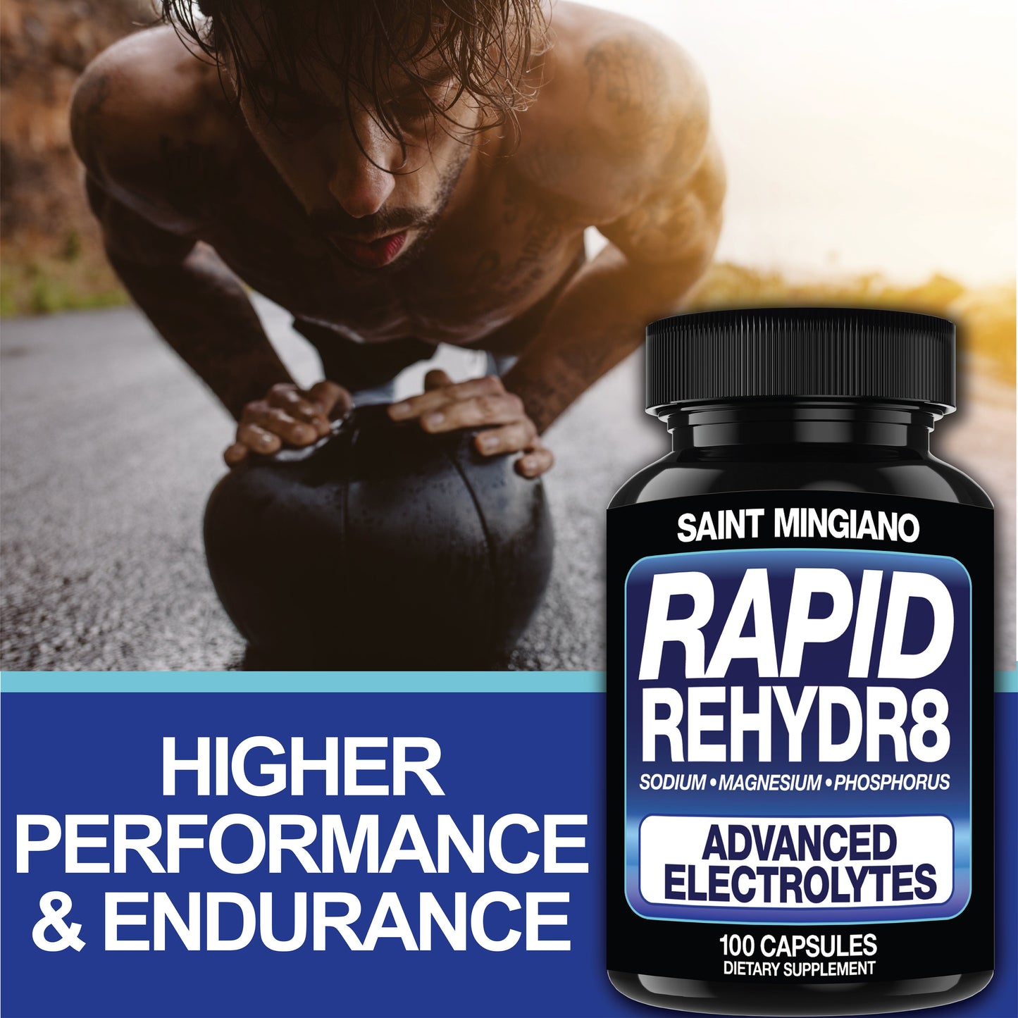 Rapid Rehydr8 Electrolyte Capsules Muscle Recovery & Hydration Support 100ct