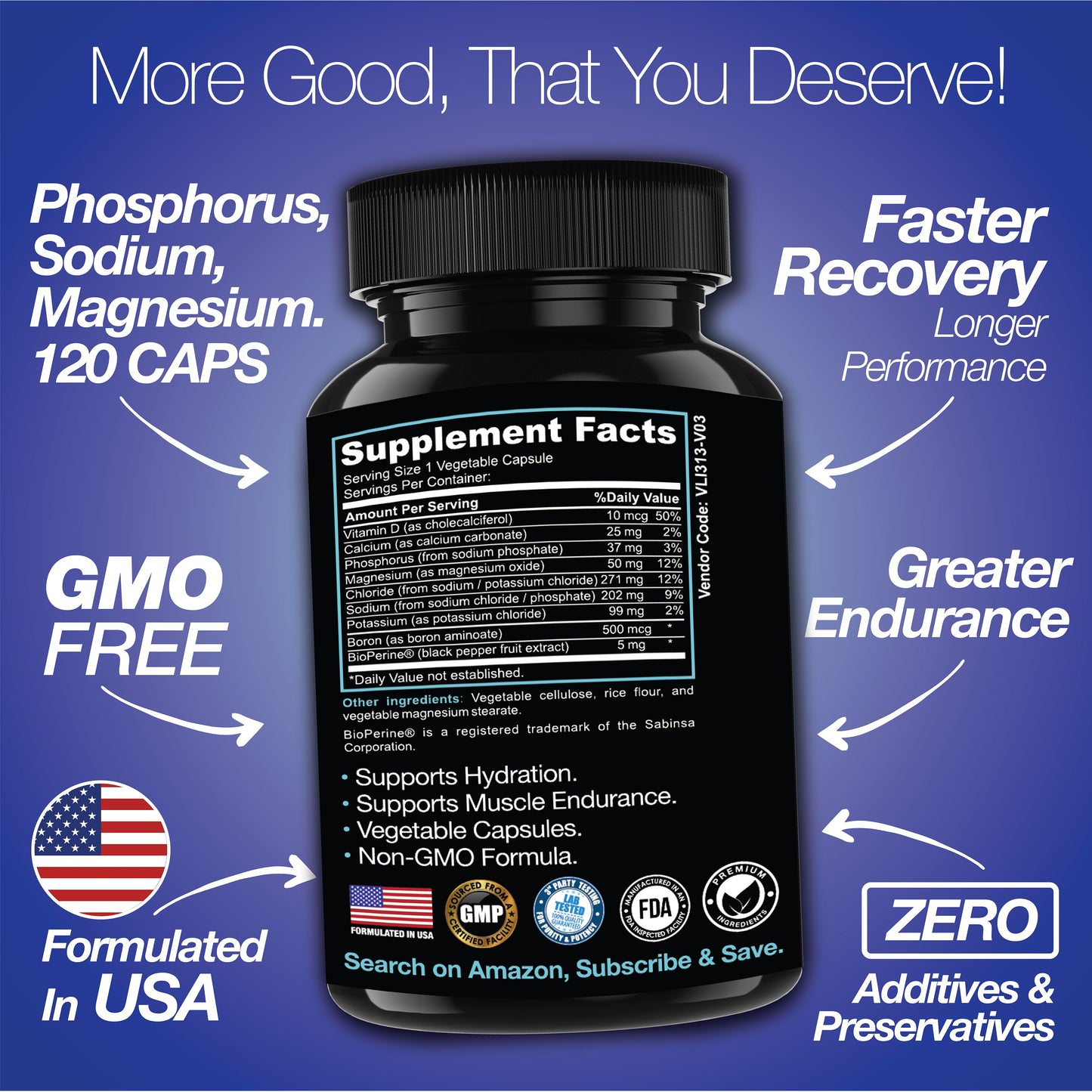 Rapid Rehydr8 Electrolyte Capsules Muscle Recovery & Hydration Support 100ct