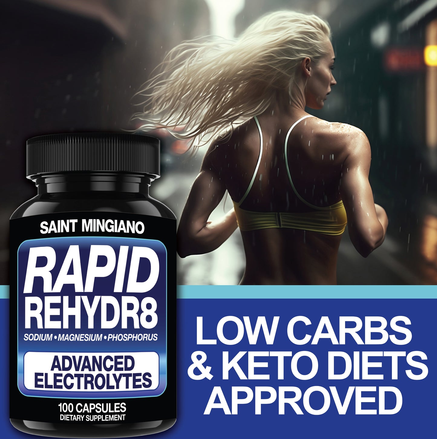 Rapid Rehydr8 Electrolyte Capsules Muscle Recovery & Hydration Support 100ct